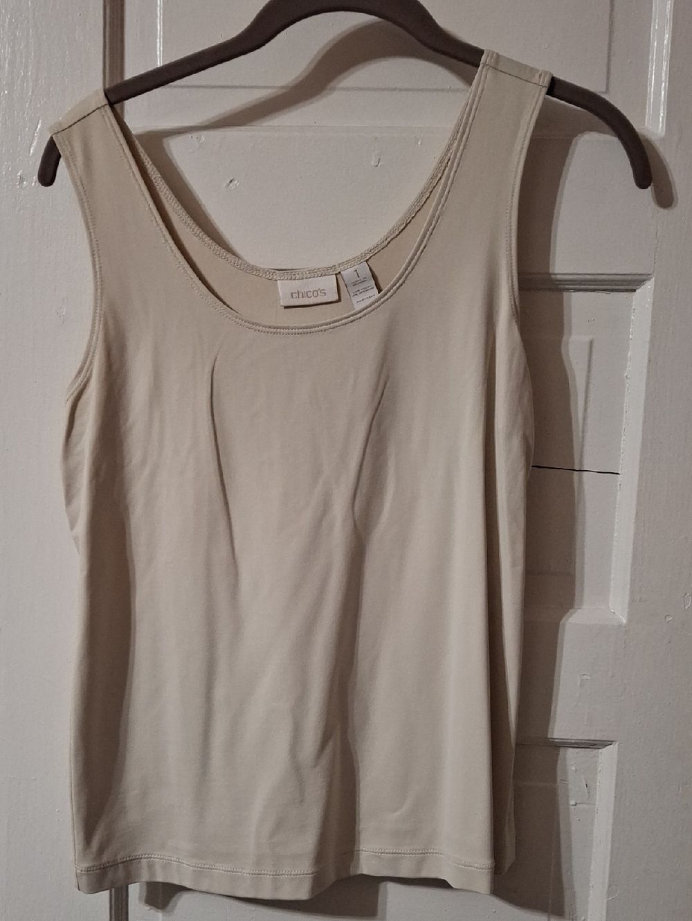 Chico's Cream Scoop-Neck Tank Top (Mis157)